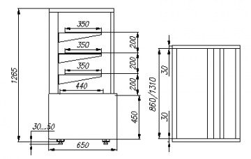 Витрина кондитерская Carboma Cube KC70 VM 1,3-1 LIGHT 0102-0109 (ВХСв-1,3д)