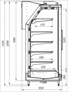Пристенная витрина Марихолодмаш Барселона 210/98 ВХНп-2,35 (встройка)