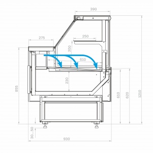 Холодильная витрина Carboma Palm 3 GC95 SM 2,0-1 (версия 2.0) с боковинами (9006-9005)